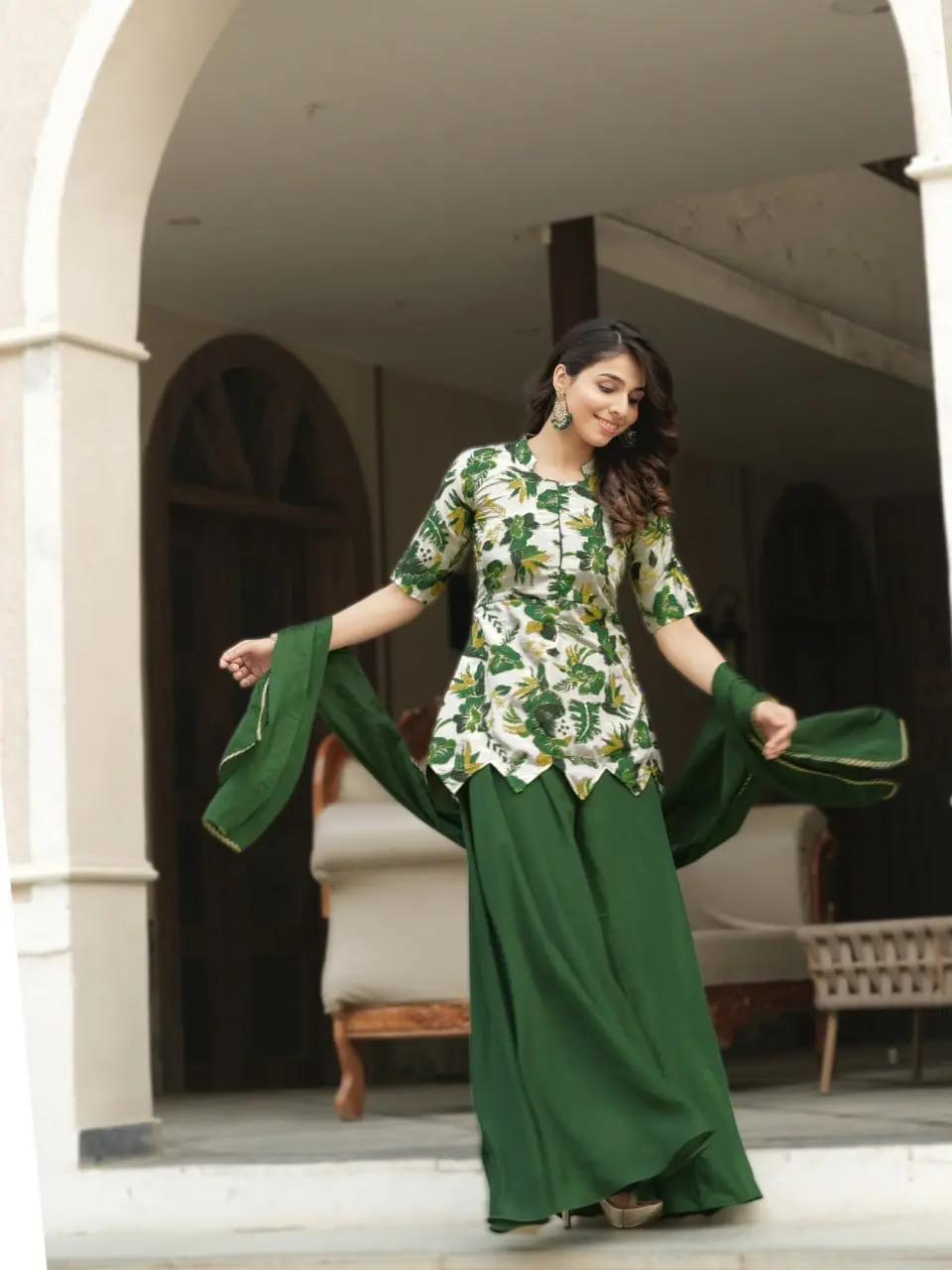 WMT 8227 Chinon Western Style Green Dress Online Collection