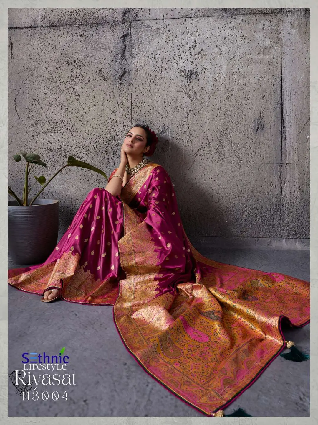 Buy Riyasat Wine Satin Silk Wedding Saree Online Usa