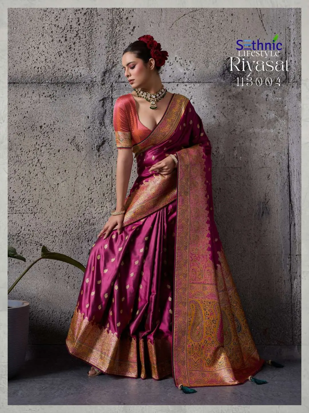 Buy Riyasat Wine Satin Silk Wedding Saree Online Usa