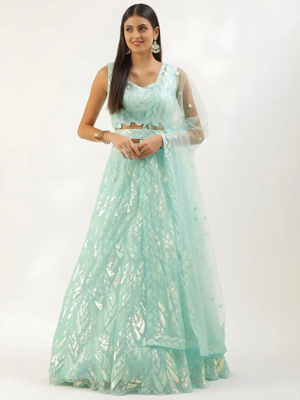 Zeel 15101 Sky Blue Soft Net Wending Lehenga Choli Collection