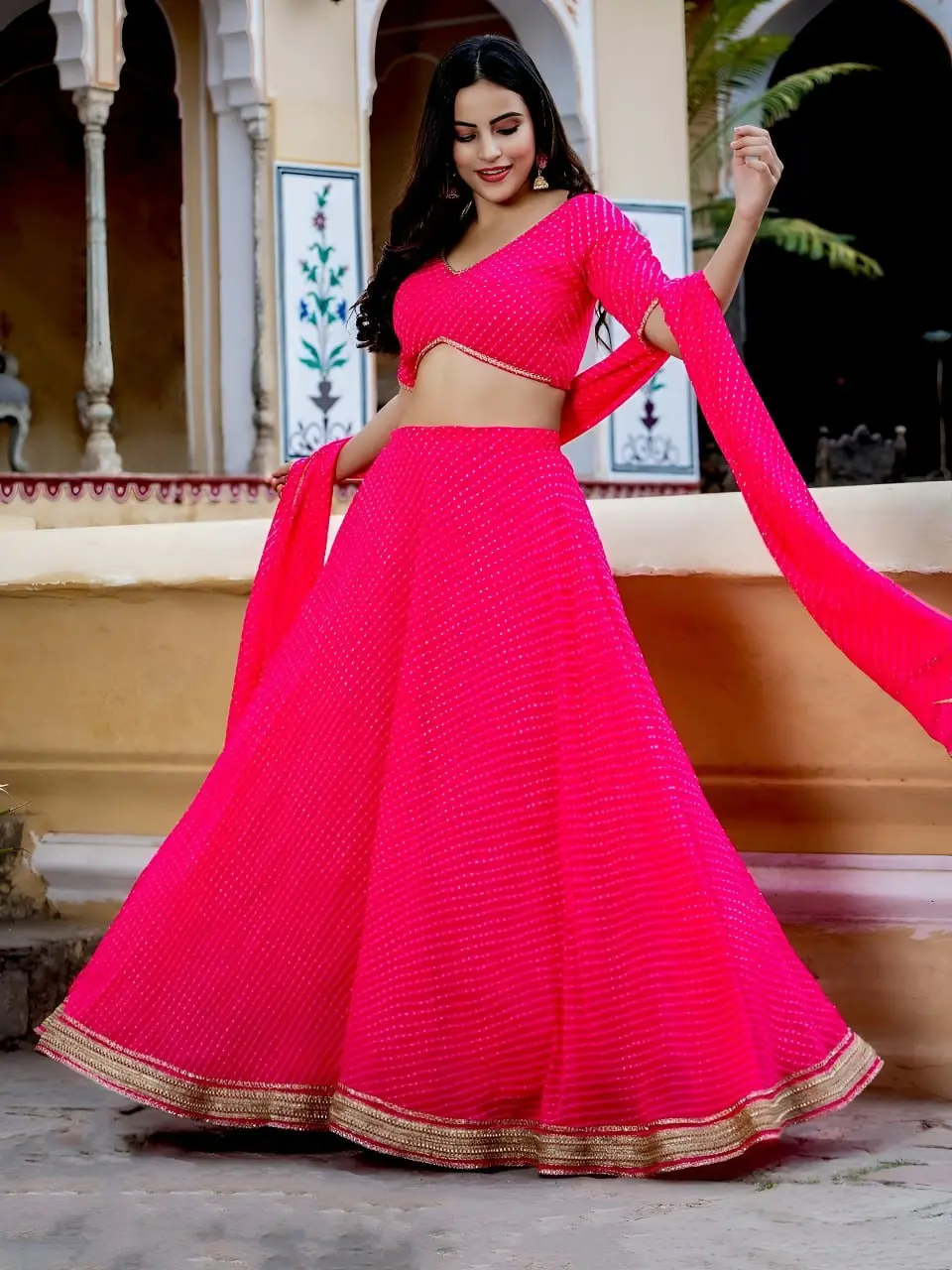 Zeel 15079 Pink Leheriya Designer Lehenga Choli With Dupatta