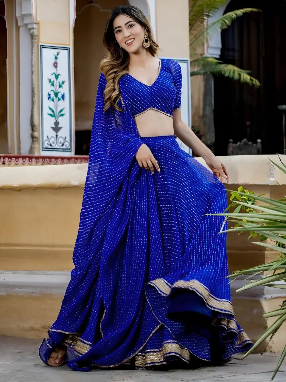 Zeel 15079 Blue Party Wear Leheriya Lehenga Choli