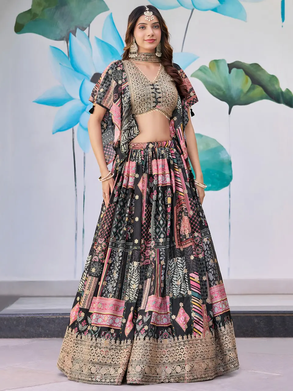 Zeel 7050 Chinon Black Lehenga Choli With Sequence Embroidery