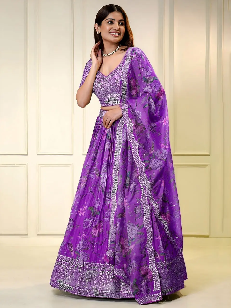 Zeel 7066 Purple Organza Lehenga Choli Sequence Embroidery Work