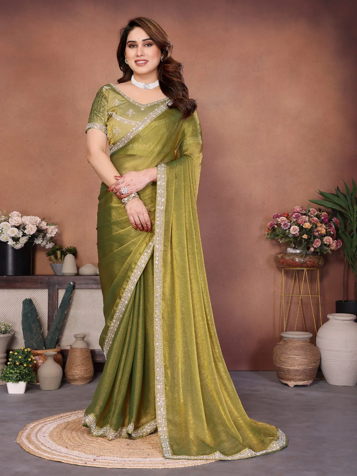 Kiara Fendy Chiffon Party Wear Saree With Embroidery Work