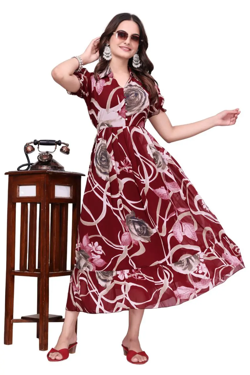 RM Gergette Gown Frock With Digital Printed