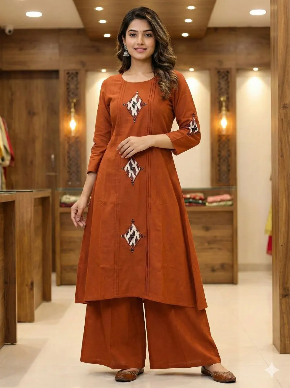 RM Cotton long Kurti With pant With had made Colection
