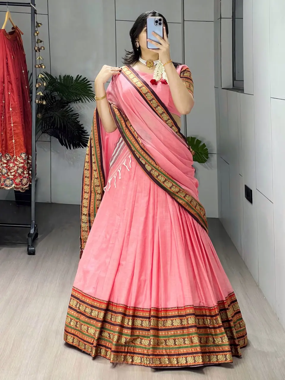 WMT 8127 Pure Chanderi Cotton Pink Lehenga Choli Party Wear Collection