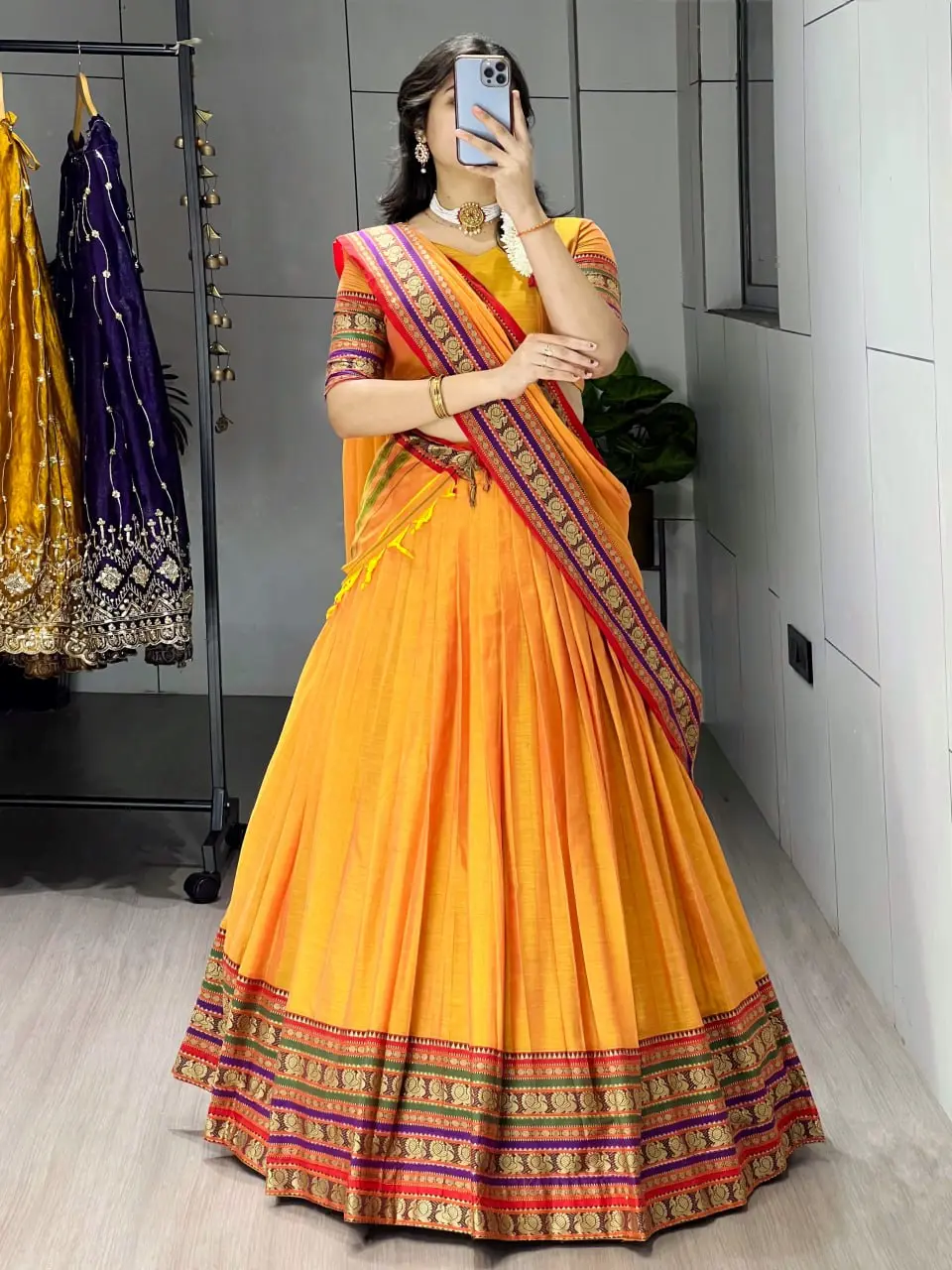 WMT 8127 Pure Chanderi Cotton haldi Festival Lehenga Choli