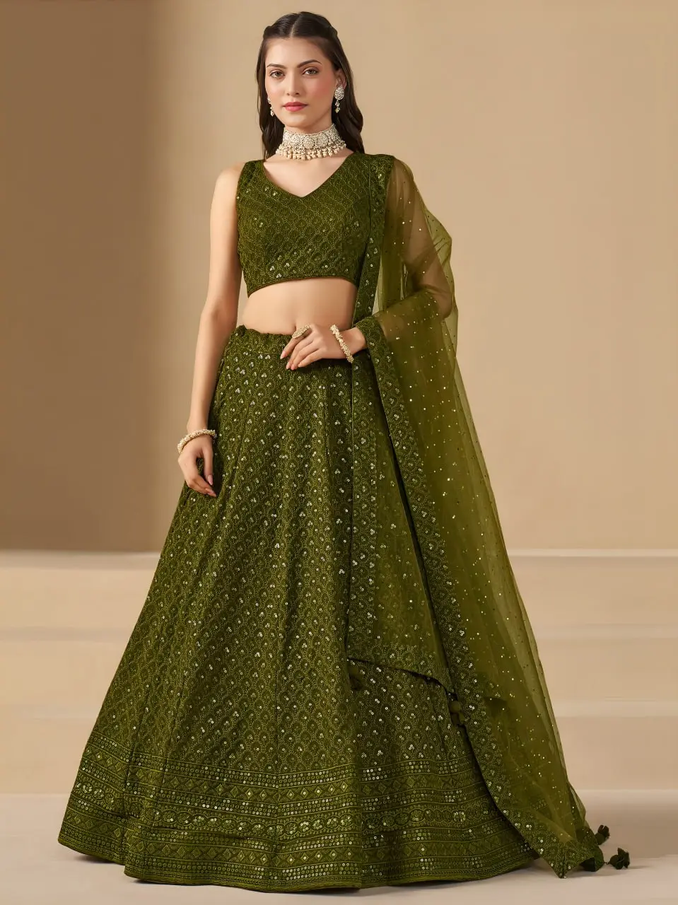 Zeel 5124 Georgette Lehenga Choli Mehndi Color Wedding Collection