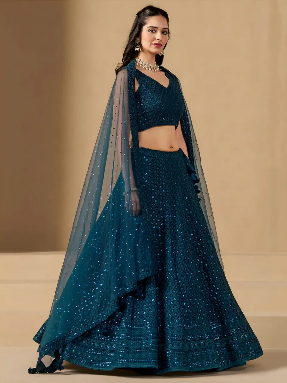 Zeel 5124 Georgette Blue Lehenga Choli Heavy Sequence Embroidery Work