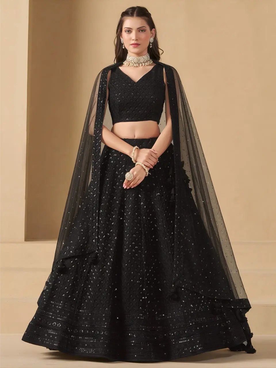 Zeel 5124 Georgette Black Lehenga Choli Heavy Sequence Embroidery Work