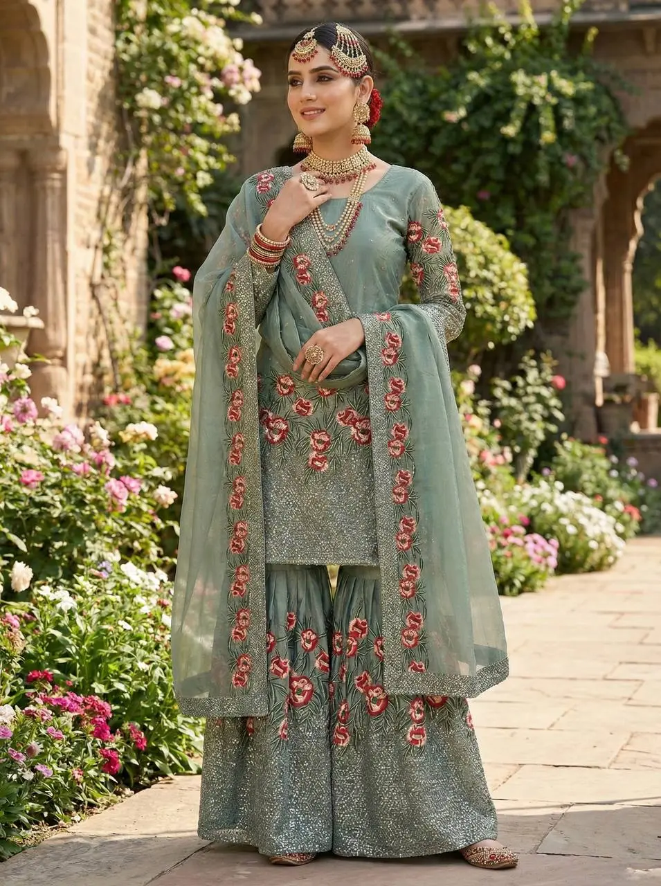 Sabina 887 Pure Fendy Silk Pakistani Salwar With Embroidery Work
