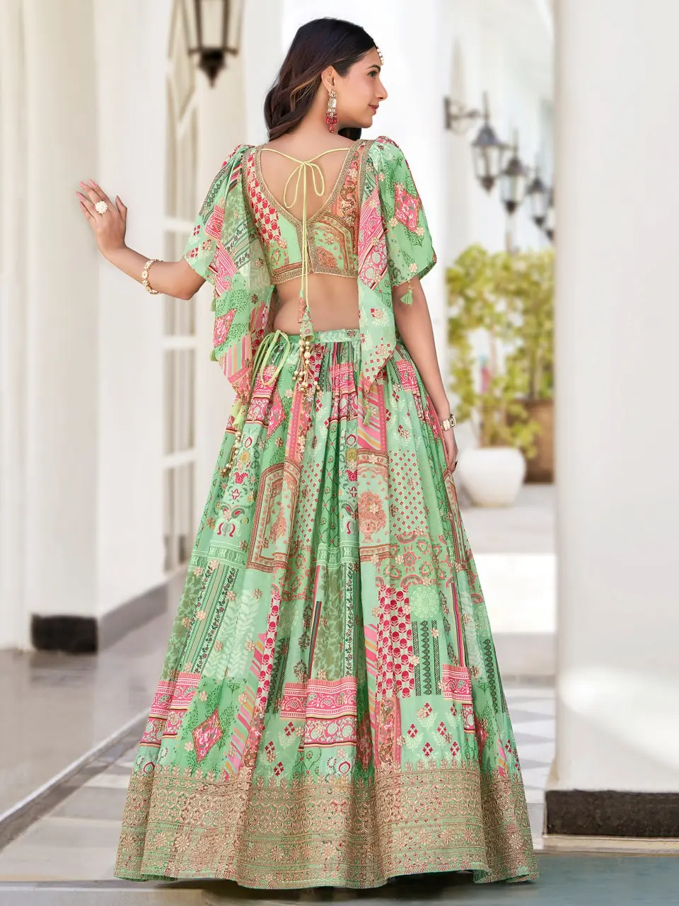 Zeel 7050 Green Chinon Lehenga Choli MultiColor Party Wear Collection