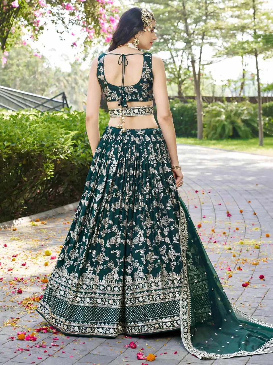 Zeel 7100 Green Dola Silk Mendi Lehenga Choli With Sequence Embroidery