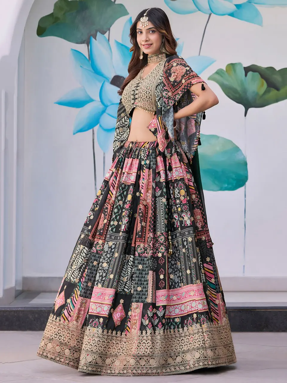 Zeel 7050 Chinon Black Lehenga Choli With Sequence Embroidery
