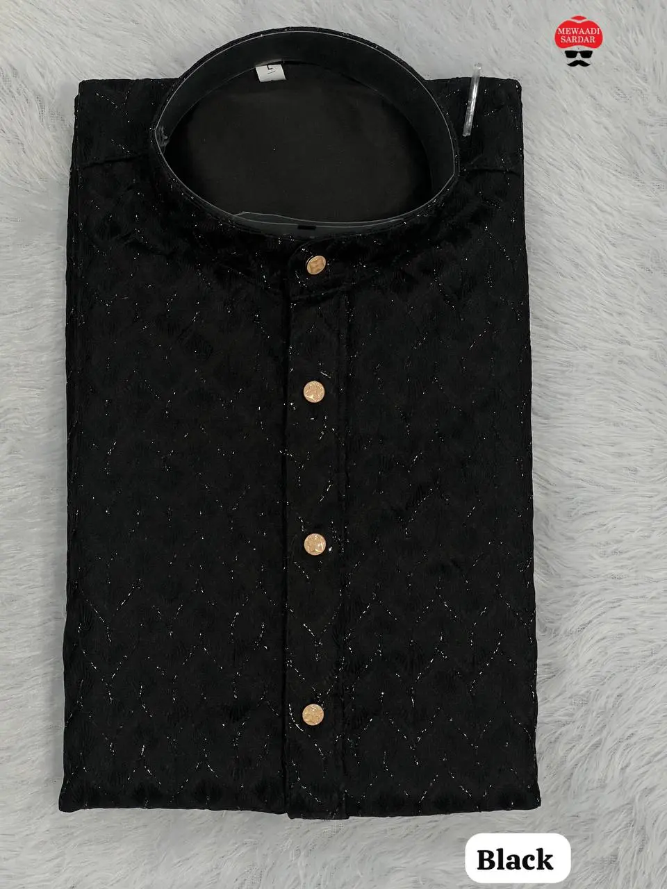 2016 Black Silk Kurta Pajama Party Wear Collection