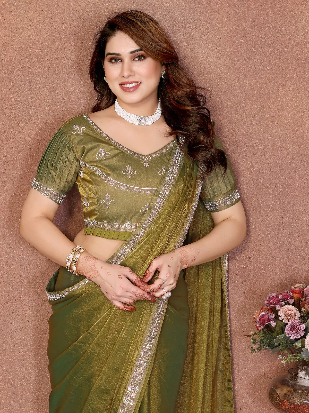 Kiara Fendy Chiffon Party Wear Saree With Embroidery Work