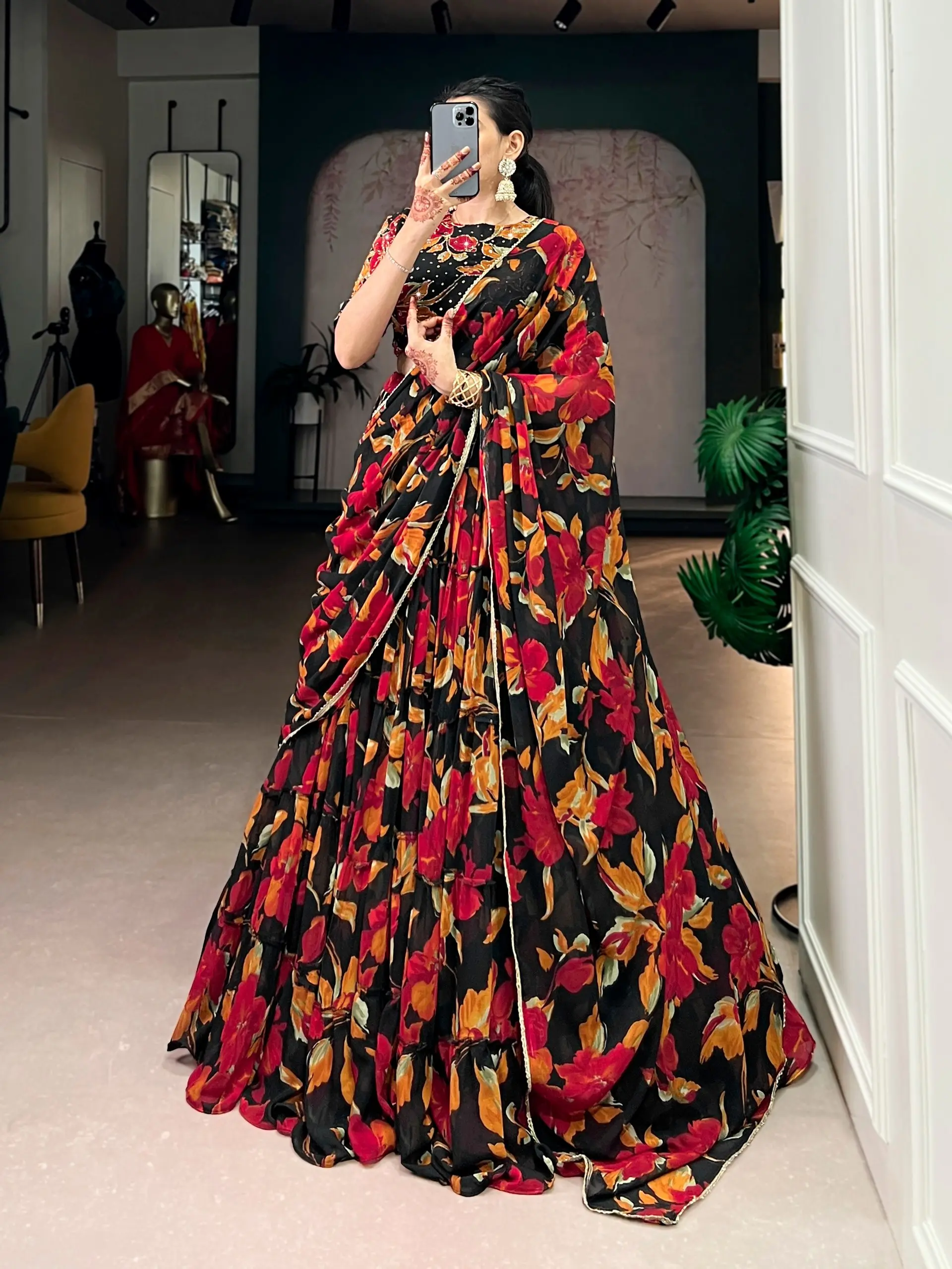 WMN 1145 Marble Black Printed Lehenga Choli Party Wear Collection