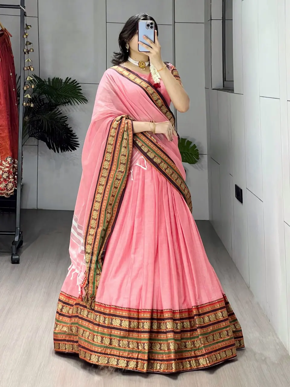 WMT 8127 Pure Chanderi Cotton Pink Lehenga Choli Party Wear Collection