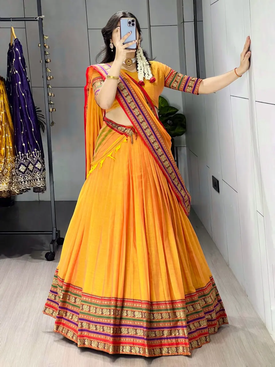 WMT 8127 Pure Chanderi Cotton haldi Festival Lehenga Choli