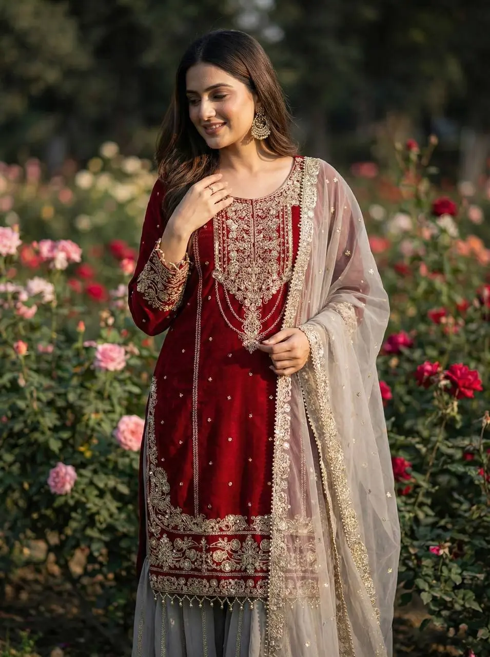 Sabina 1706 Soft Georgette Maroon Sharara Suit Collection