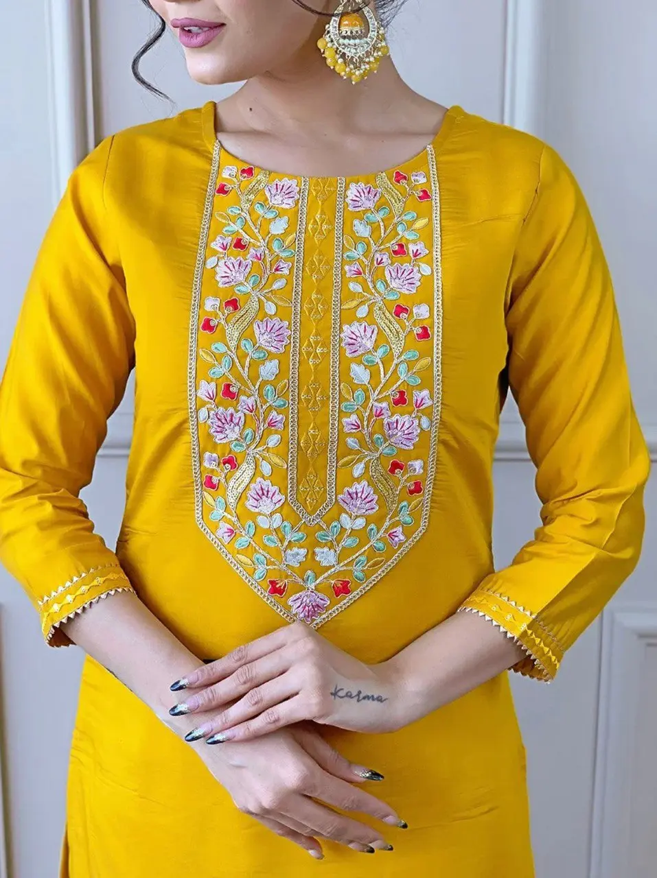 Beauty 1139 Vertical Silk Yellow Kurti Pant With Duppata Festival Collection