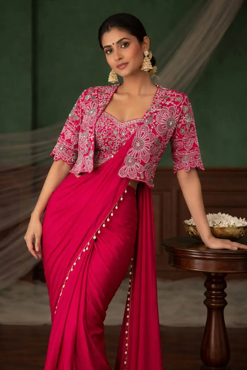Madhuri 59 Heavy Crap Silk Ready To Wear Saree With Jacket Design