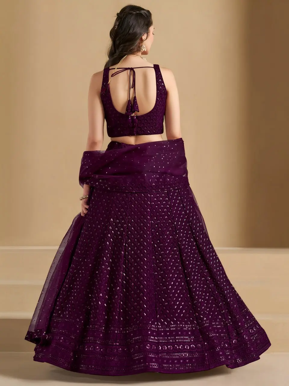 Zeel 5124 Wine Georgette Wedding Wear Lehenga Choli Resham Sequins Embroidery Work