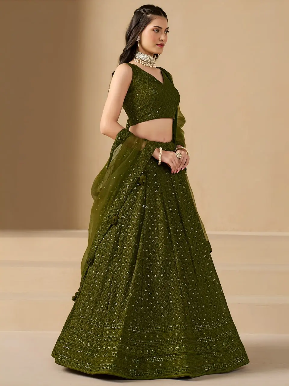 Zeel 5124 Georgette Lehenga Choli Mehndi Color Wedding Collection