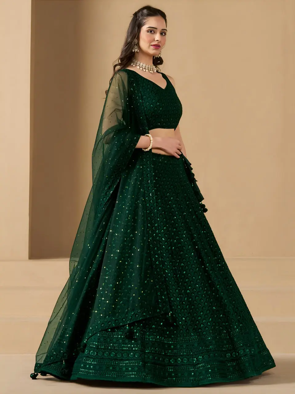 Zeel 5124 Georgette Lehenga Choli Green Color Wedding Collection