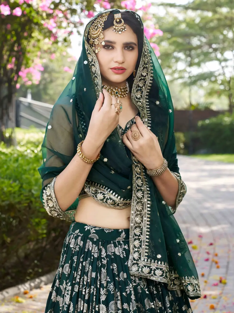 Zeel 7100 Green Dola Silk Mendi Lehenga Choli With Sequence Embroidery