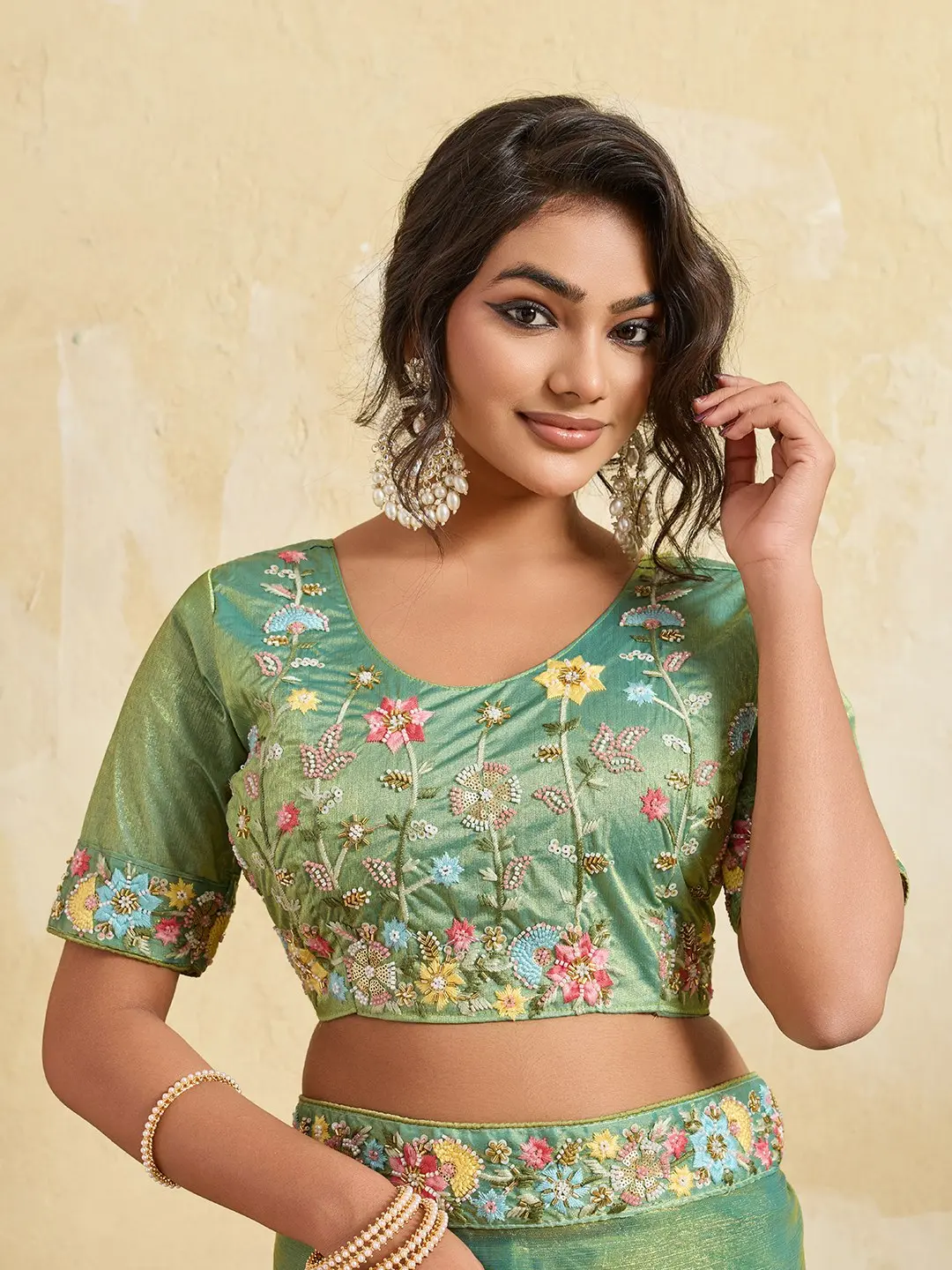 Kiara Fendy Chiffon Wedding Saree With Embroidery Work