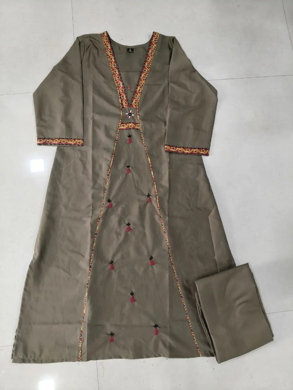 RM Cotton A Line Kurti With Palazzo Heavy hand Work