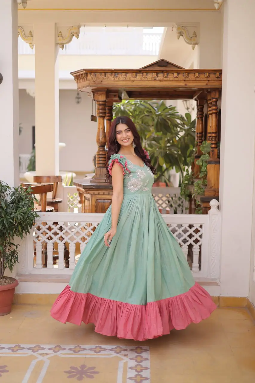 Moni 1234 Cotton Long Flair Gown Party Wear Collection