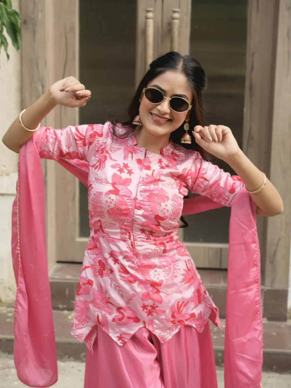 WMT 8227 Chinon Western Style Pink Dress Online Collection