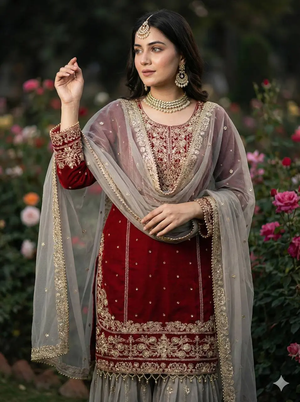 Sabina 1706 Soft Georgette Maroon Sharara Suit Collection