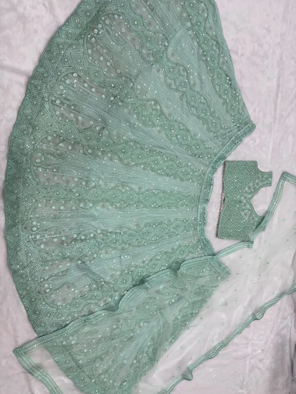 HCR 1115 Butterfly Net Heavy Work Wedding Designer Sky Blue Lehenga Choli Online