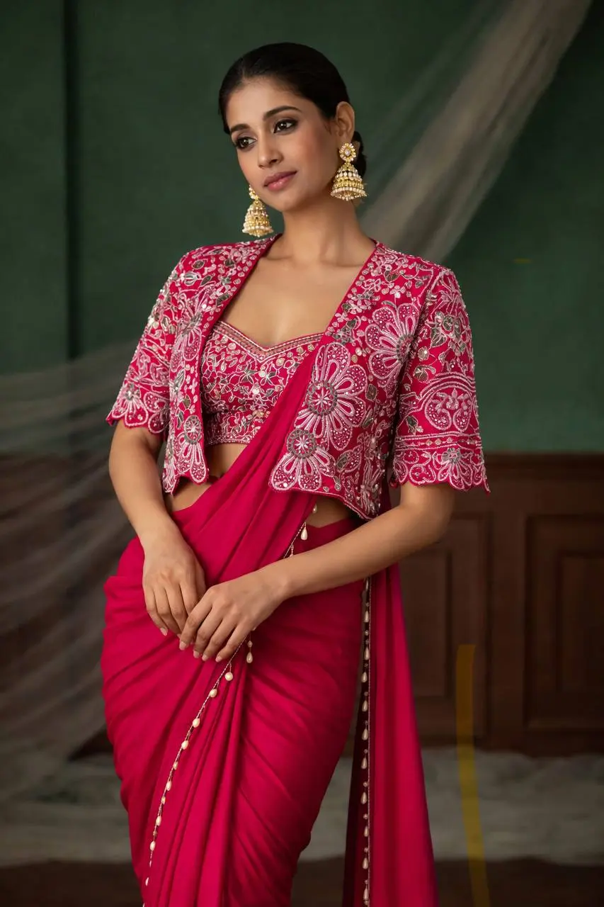 Madhuri 59 Heavy Crap Silk Ready To Wear Saree With Jacket Design