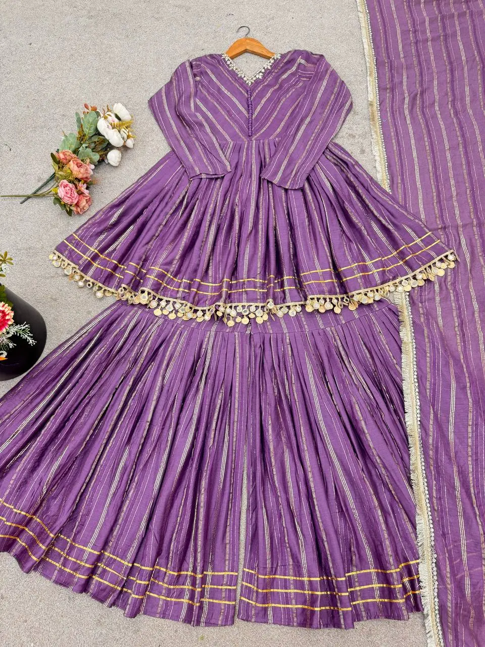 Sabina 5300 Wine Mal Chanderi Festival Wedding Sharara Suit Design Mirror Work