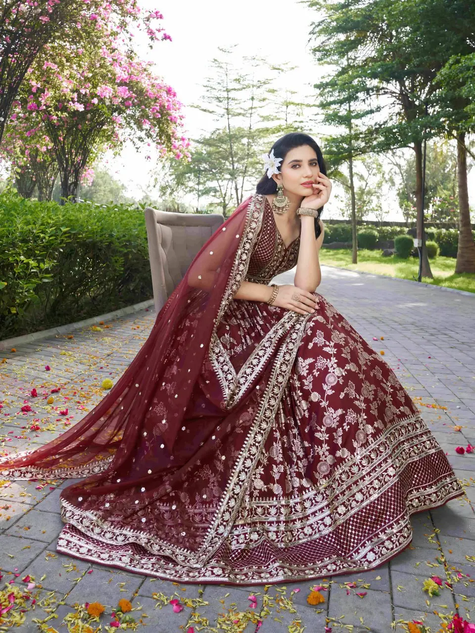 Zeel 7100 Maroon Dola Silk Lehenga Choli With Sequence Embroidery Work