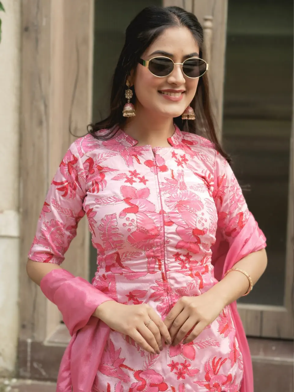 WMT 8227 Chinon Western Style Pink Dress Online Collection