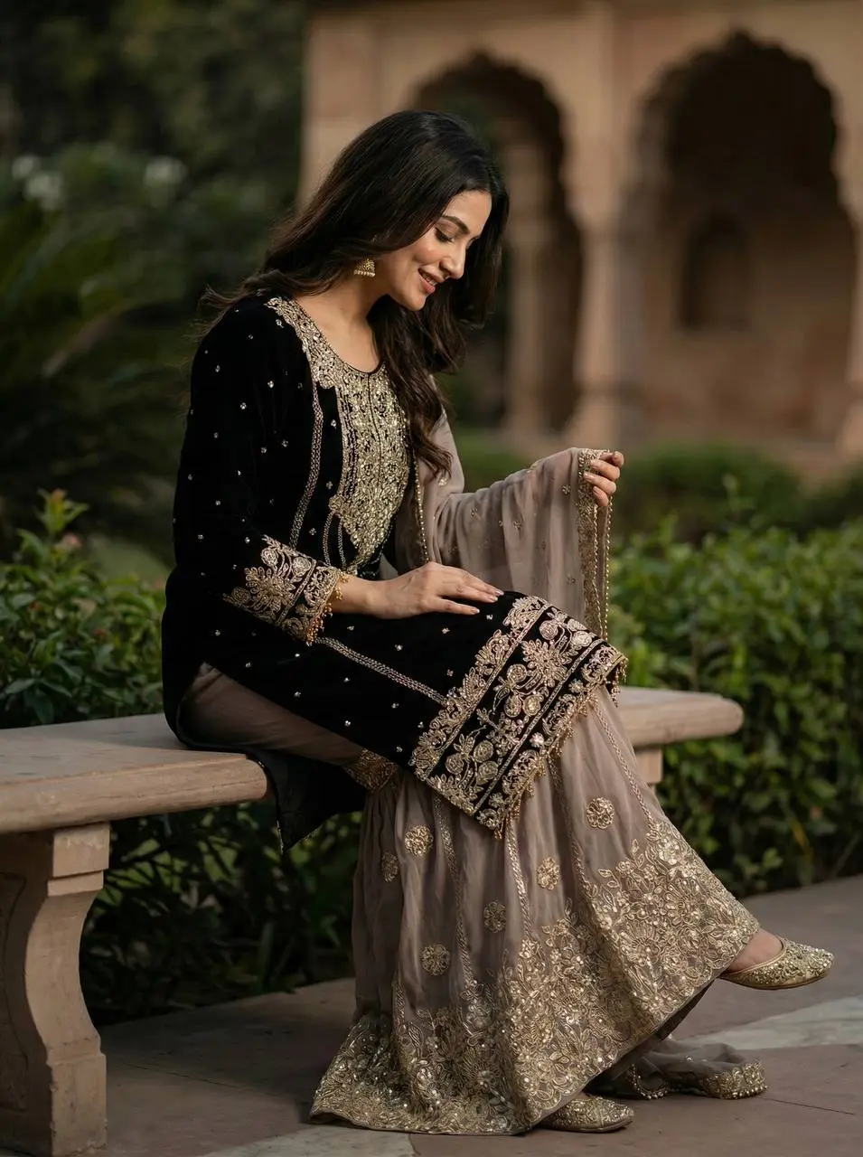 Sabina 1706 Soft Georgette Black Sharara Suit Design