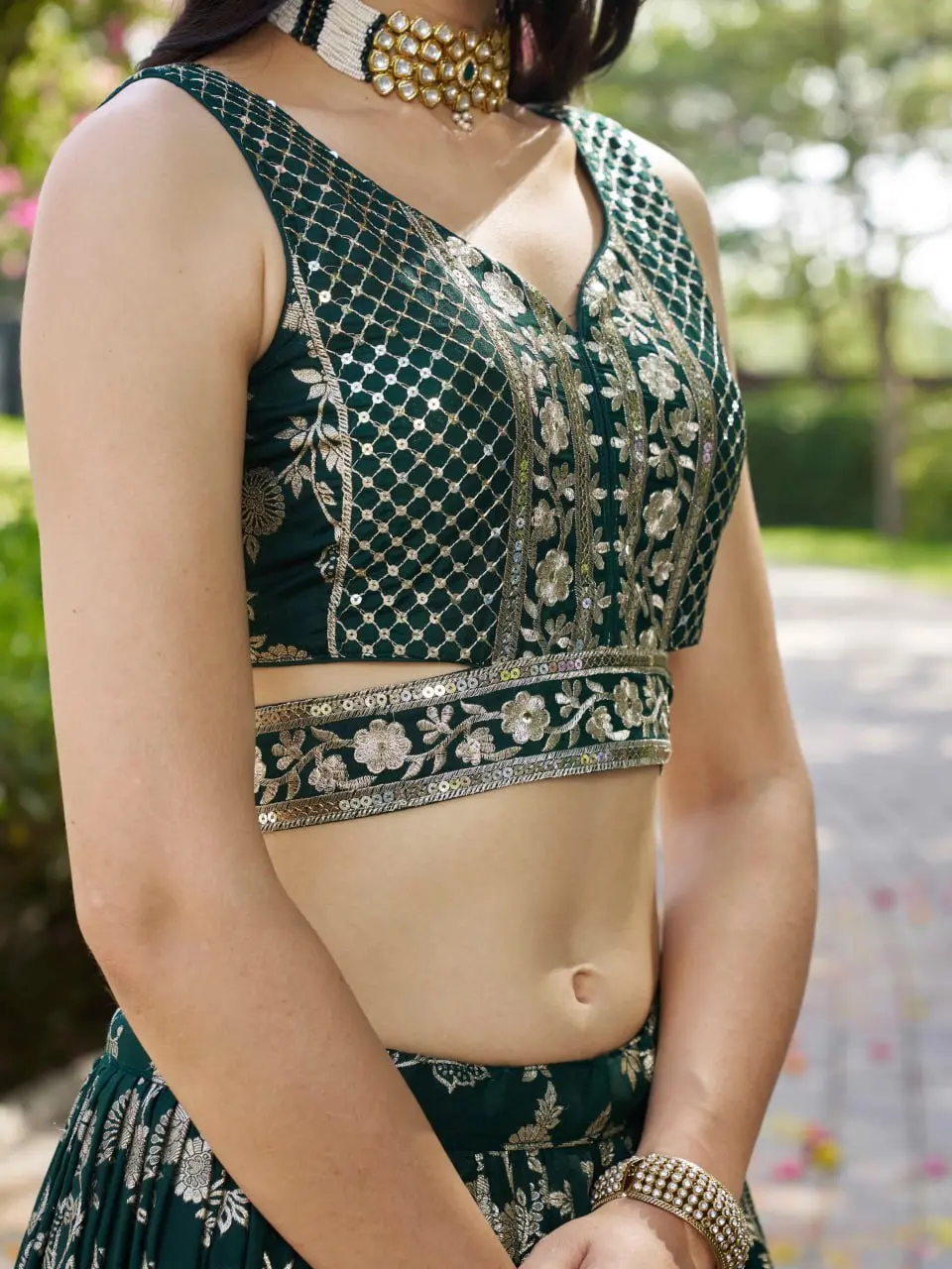 Zeel 7100 Green Dola Silk Mendi Lehenga Choli With Sequence Embroidery