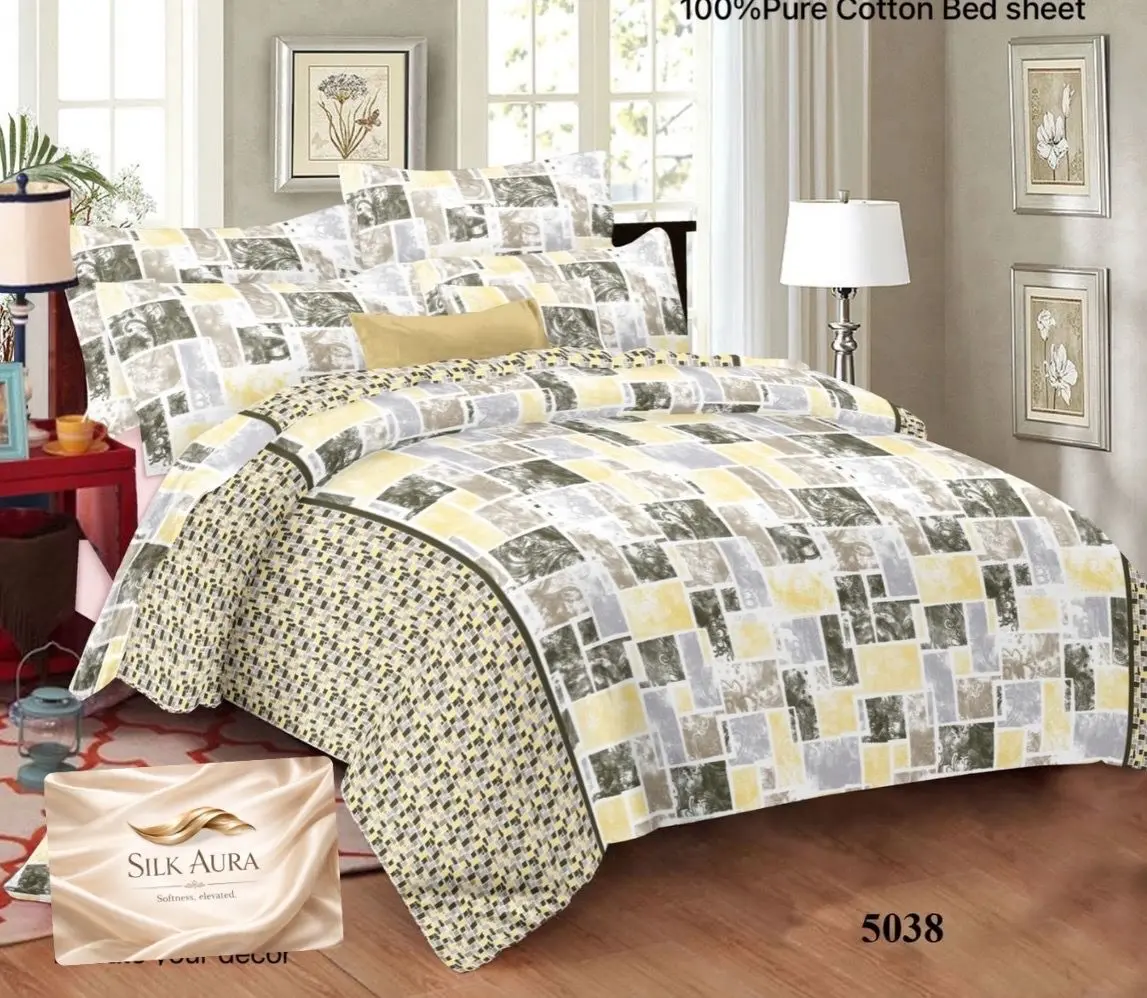 Imported Soft Cotton Big Size 108*108″ Bedsheet With Pillow Cover in USA