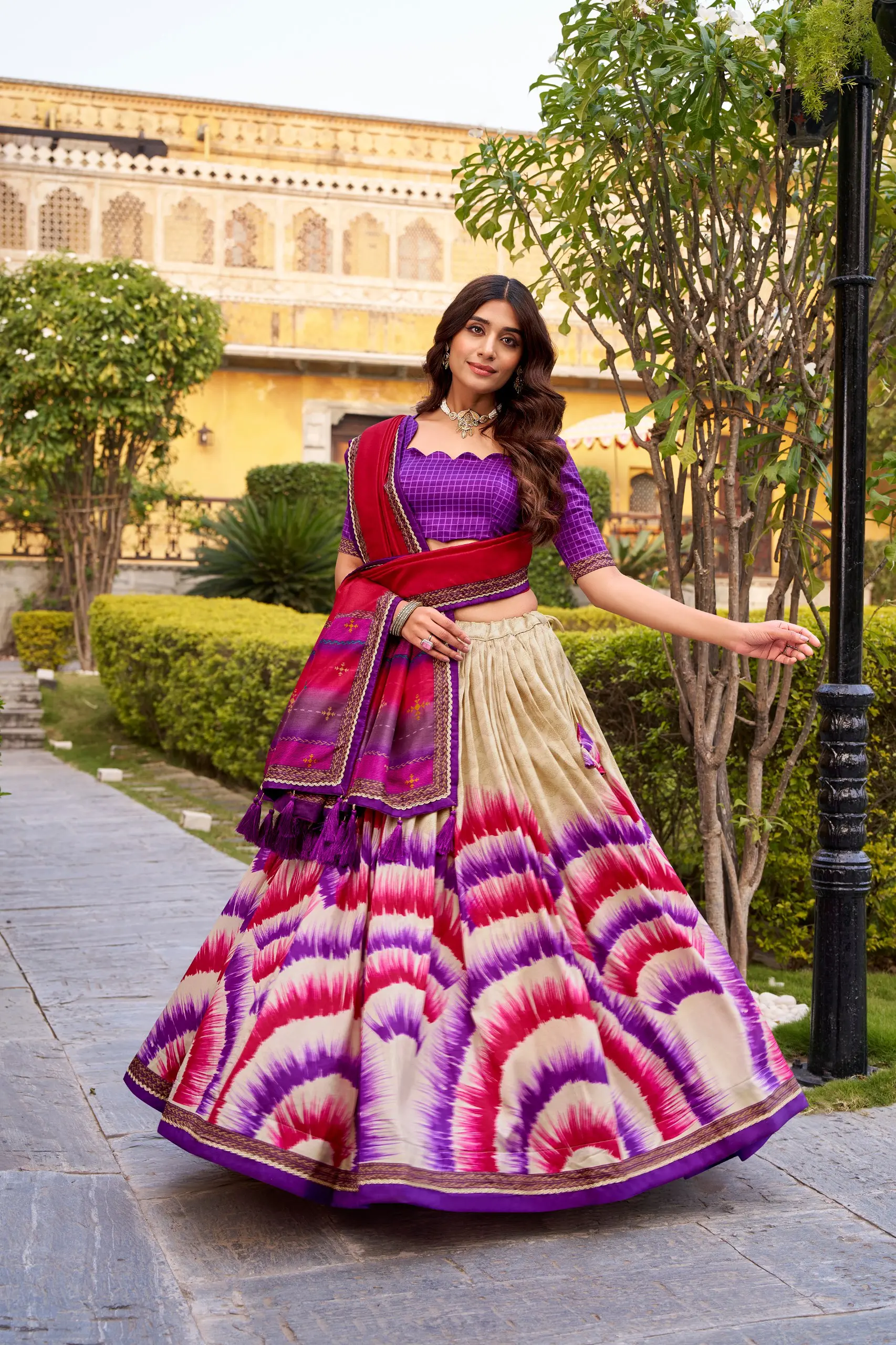WMN 1247 Wine Digital Print Taser Silk Lehenga Choli