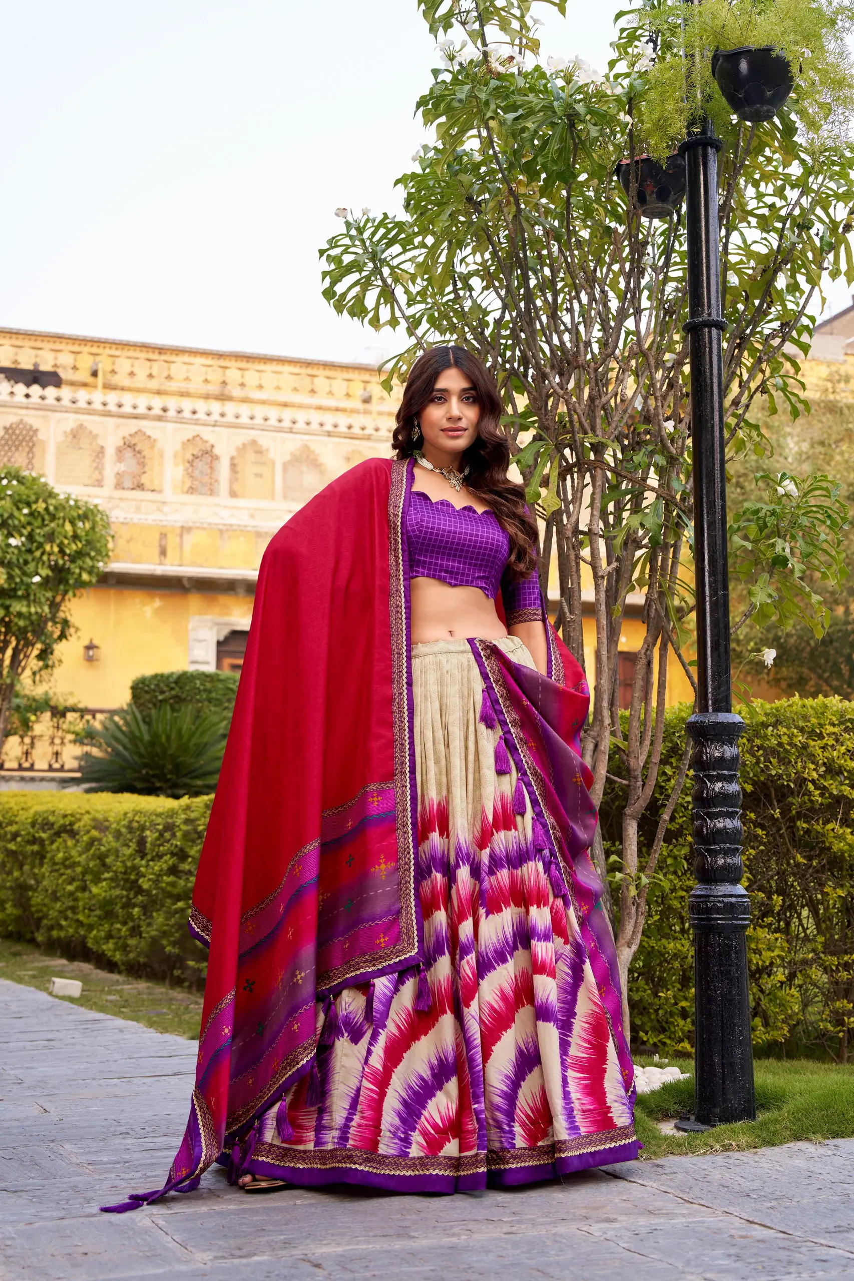 WMN 1247 Wine Digital Print Taser Silk Lehenga Choli