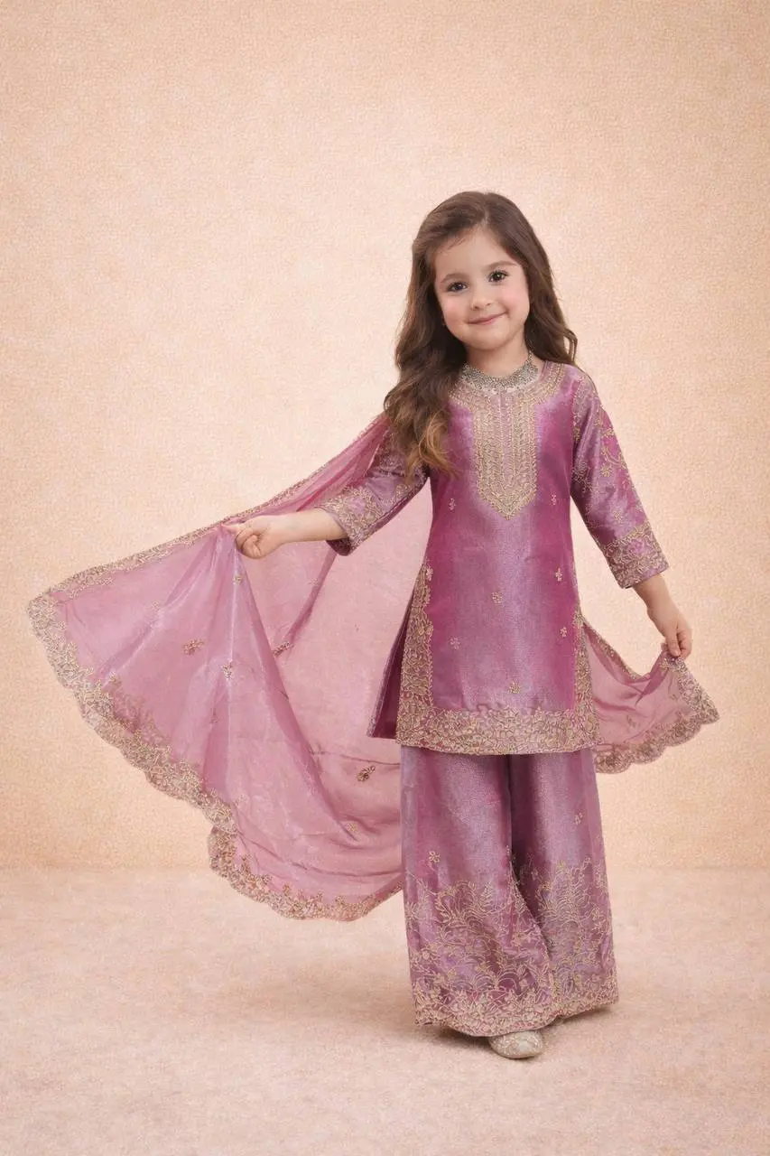Baby 224 Gmy Silk Party Wear Sharara Suit Kids Collection