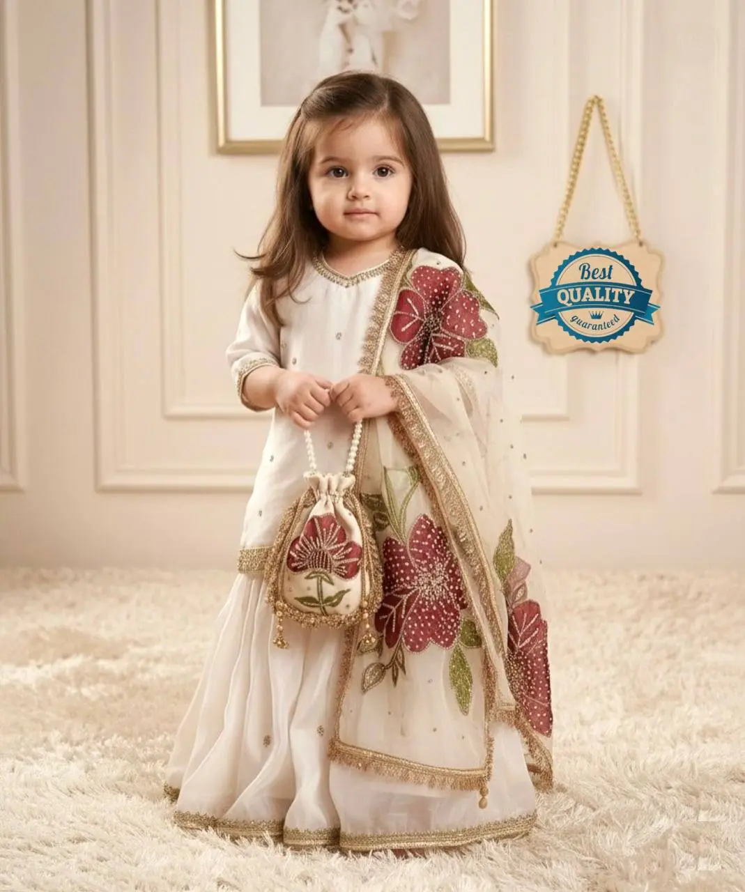 Baby 241 White Gmy Silk Designer Party Wear Sharara Suit Collection