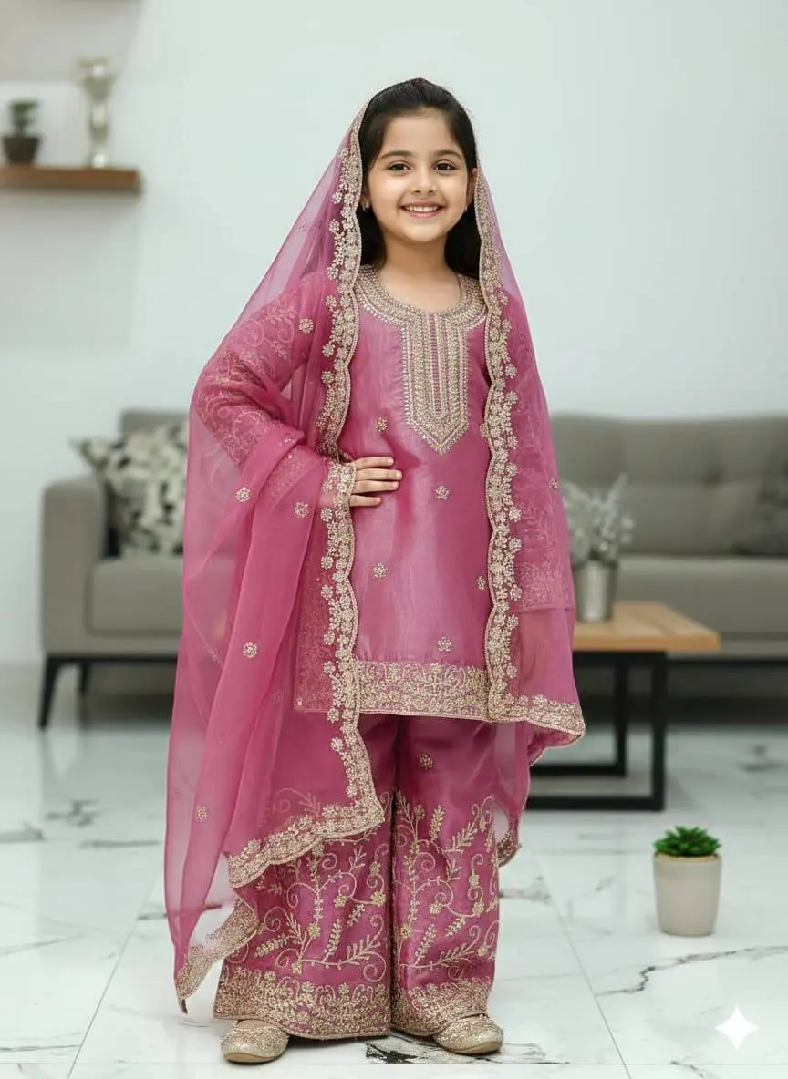 Baby 224 Gmy Silk Party Wear Sharara Suit Kids Collection